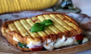 Caprese Grilled Cheese with Mozzarella, Brie and Honey Mayo