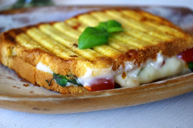 Caprese Grilled Cheese with Mozzarella, Brie and Honey Mayo