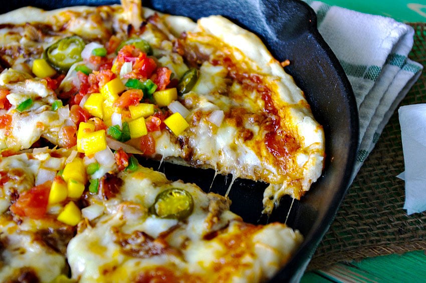 Pulled Pork Pizza with Jalapeños and Mango Salsa