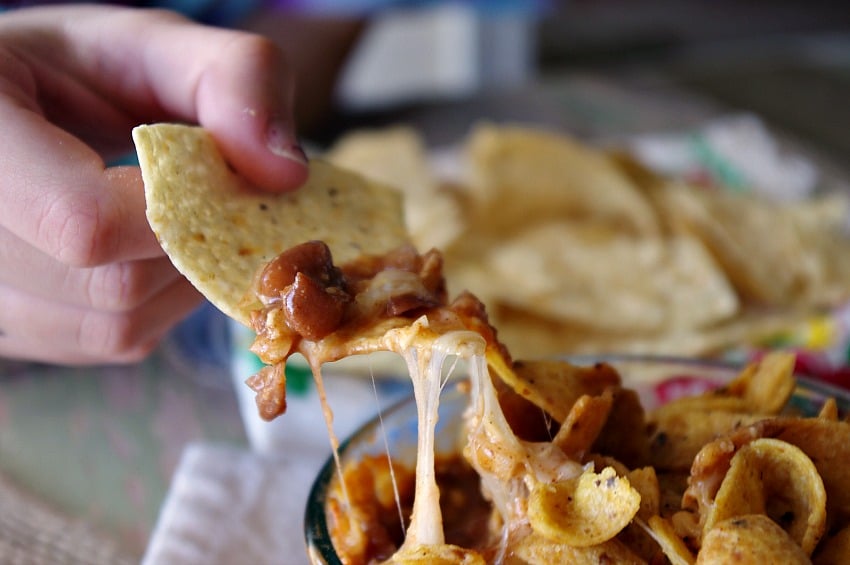 Frito Topped Bean Burrito Dip Dixie Chik Cooks