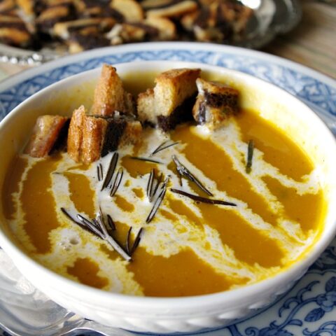 Butternut Squash with Grilled Cheese Croutons