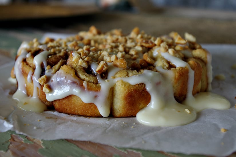 Cinnamon Rolls with Salted Caramel Nuts