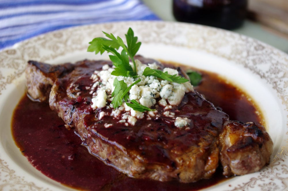 New York Strip with Spicy Blueberry Reduction and Blue Cheese AND a #Giveaway 7 New York Strip with Spicy Blueberry Reduction and Blue Cheese