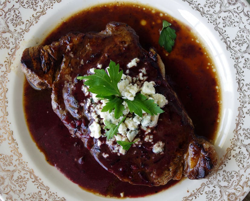New York Strip with Spicy Blueberry Reduction and Blue Cheese AND a #Giveaway 9 IMGP1942
