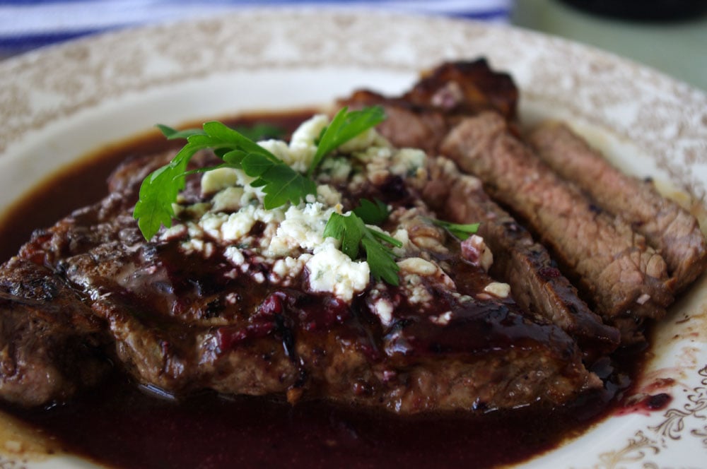 New York Strip with Spicy Blueberry Reduction and Blue Cheese AND a #Giveaway 10 New York Strip with Spicy Blueberry Reduction and Blue Cheese