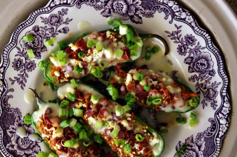 Buffalo Chicken Jalapeno and Blue Cheese Jalapeno Poppers