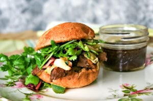 French Dip Sandwiches with Sesame Slaw (Chuck Roast Recipe)
