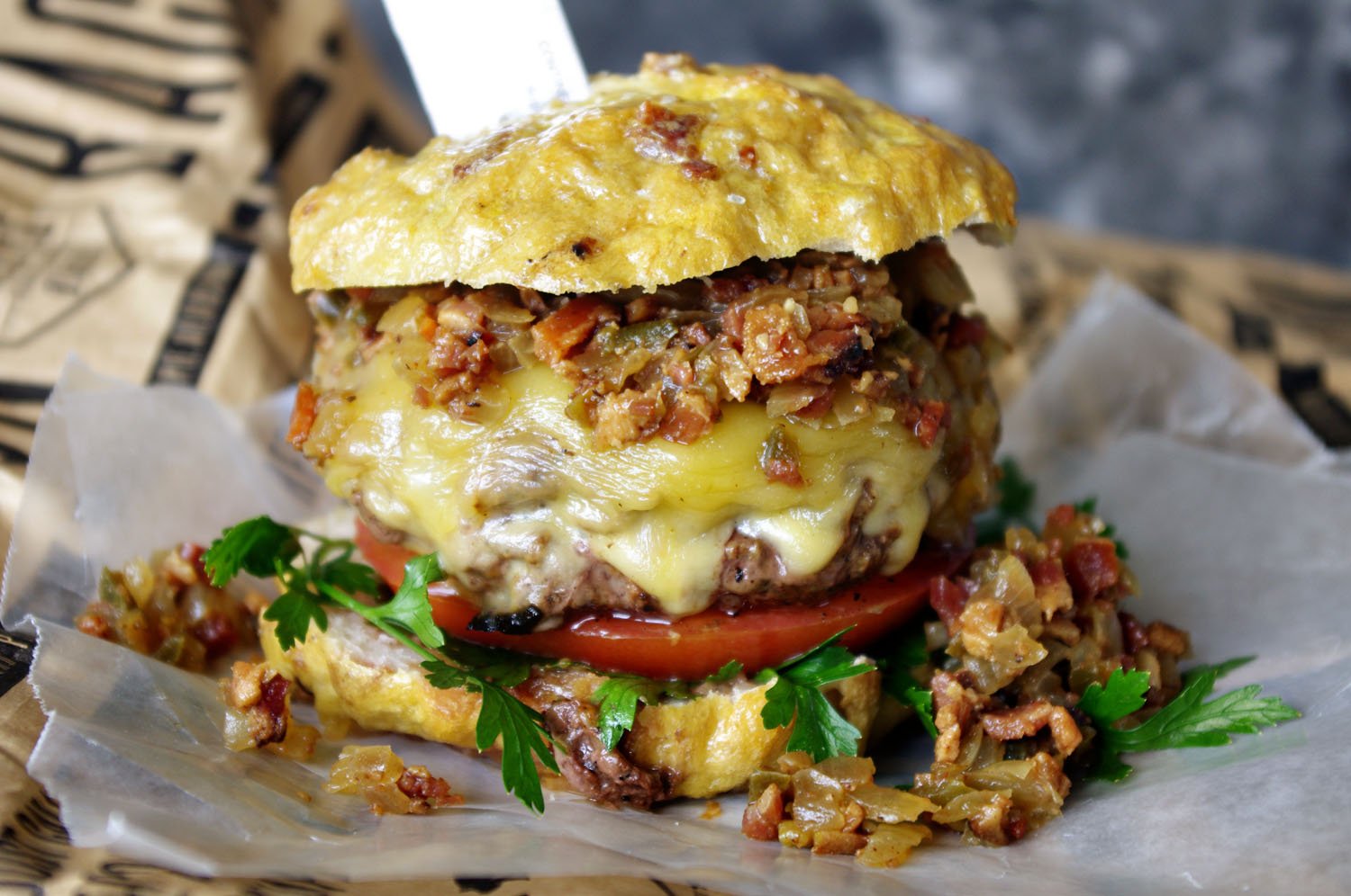 Bacon Jalapeno Tequila Jam Burger With Fontina Dixie Chik Cooks