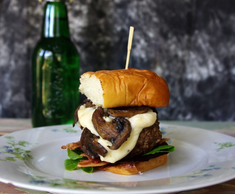 Mushroom Burger with Horseradish Ladled Cheese