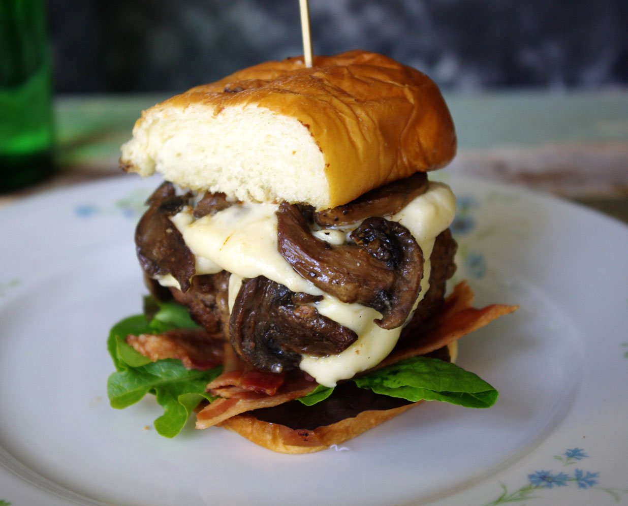 Mushroom Burger with Horseradish Ladled Cheese