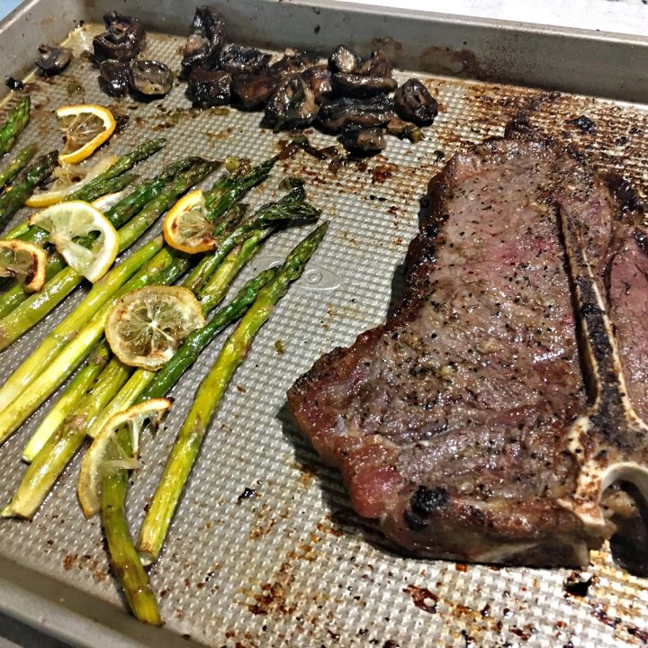 Asparagus and T-Bone Sheet Pan Dinner