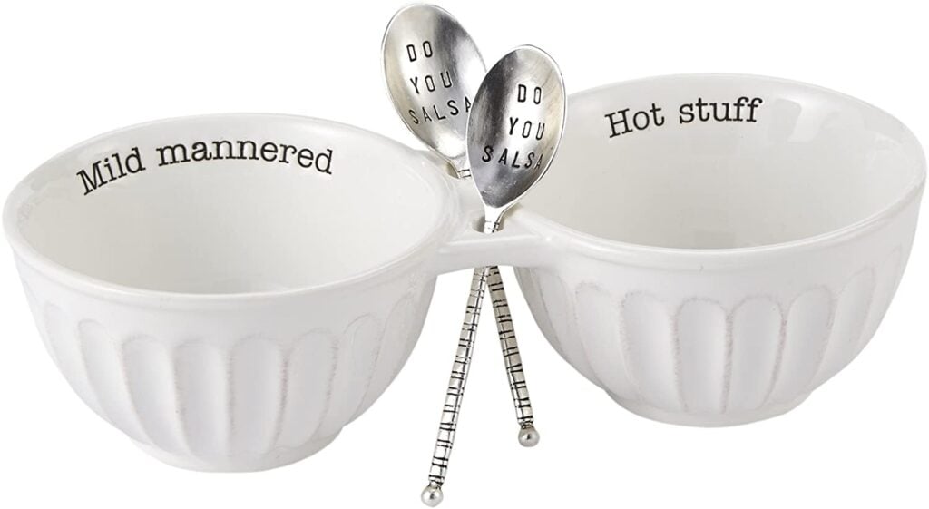 Mud Pie Salsa Double Dip Set, White Dixie Chik Cooks