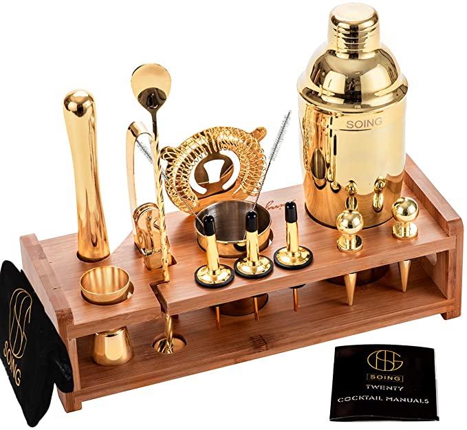 Gold 24-Piece Cocktail Shaker Set 3 Gold 24-Piece Cocktail Shaker Set