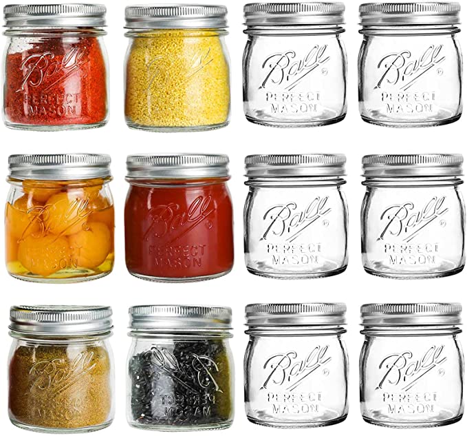 12 Chalk Labels Cookie BPFY 12 Pack 8 oz Glass Mason Jars With Bands And Lids Candle Holder Candy 1 Pen Wedding Favor Decorating Jelly Jar Honey Canning Jars for Jam Baby Food