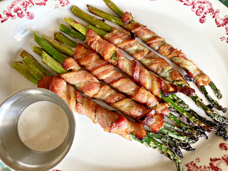 Bacon Wrapped Asparagus With Lemon Tarragon Aioli Dixie Chik Cooks