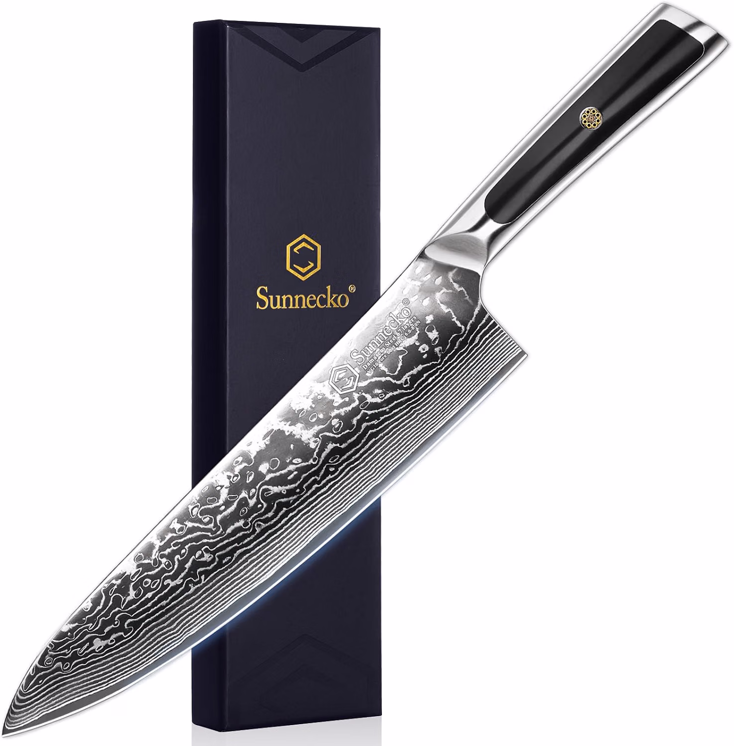 Sunnecko 8 Inch Japanese Damascus Chef Knife - Ultra Sharp VG10 Steel