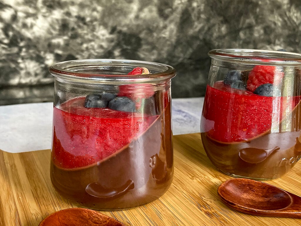 Chocolate Panna Cotta with Raspberry Coulis