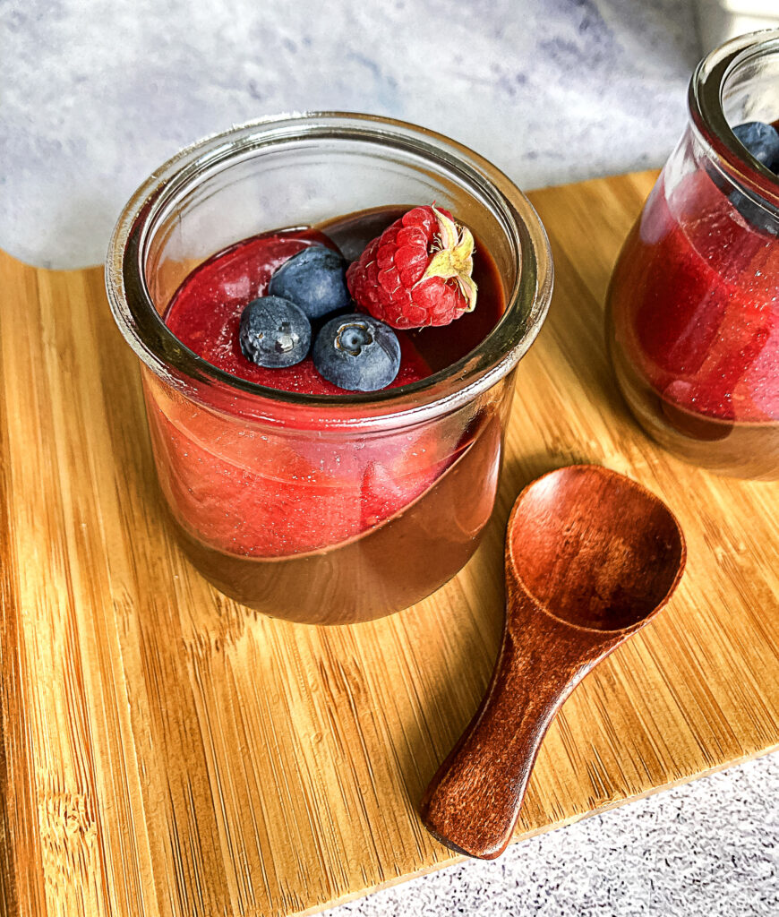 Chocolate Panna Cotta with Raspberry Coulis