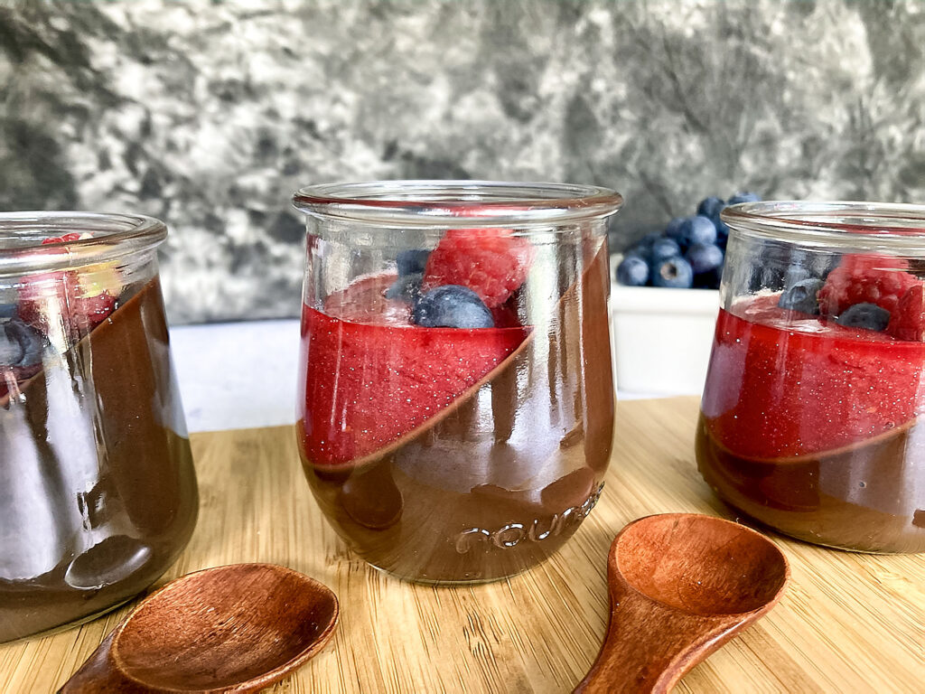 Chocolate Panna Cotta with Raspberry Coulis Chocolate Panna Cotta with Raspberry Coulis
