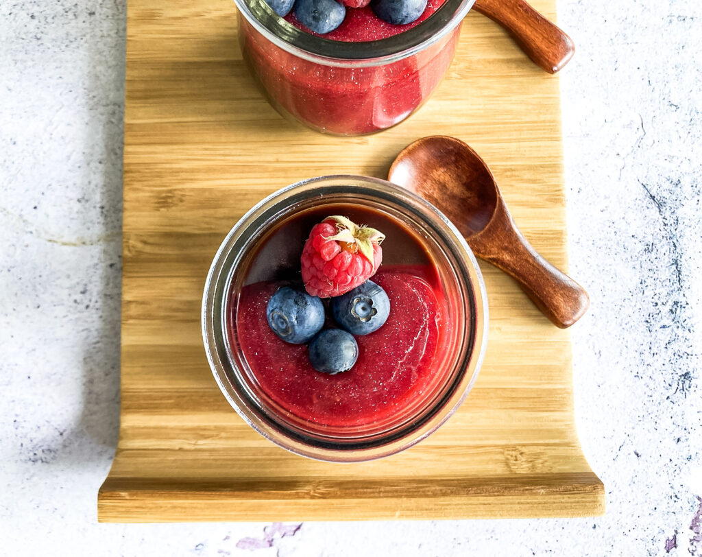 Chocolate Panna Cotta with Raspberry Coulis Chocolate Panna Cotta with Raspberry Coulis