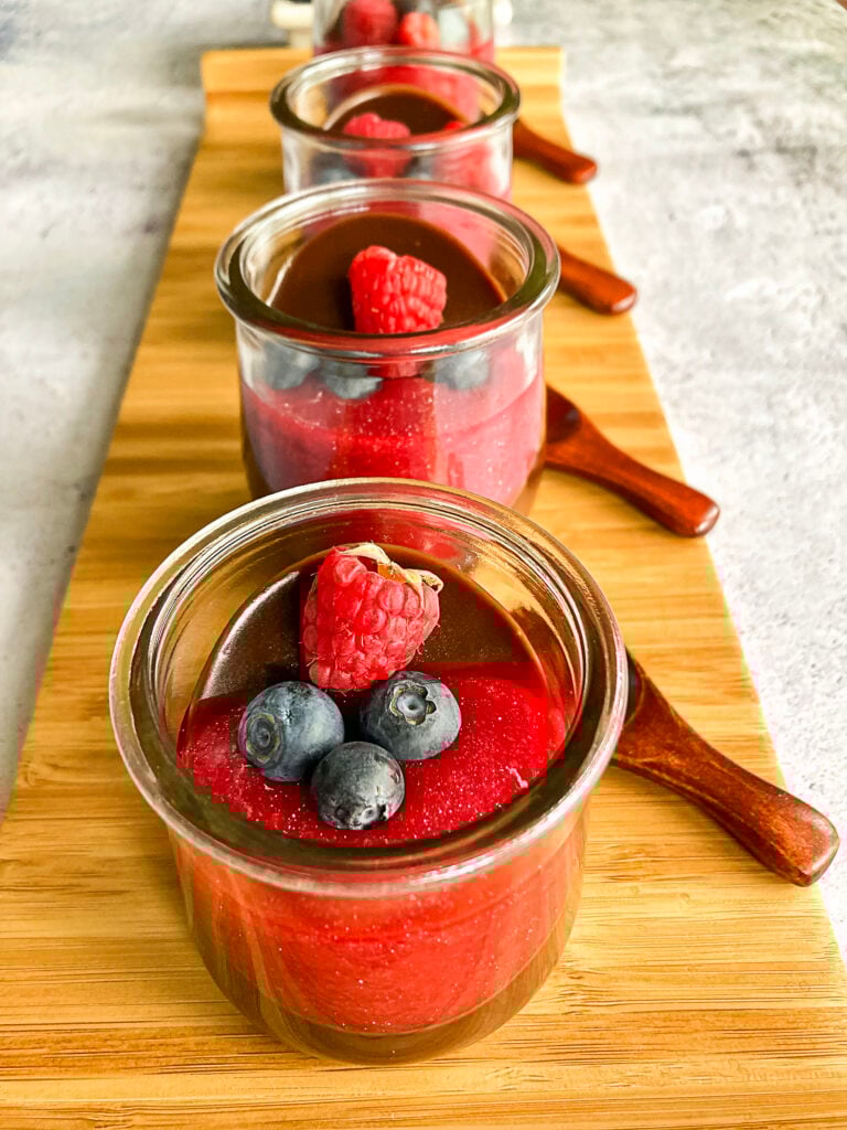 Chocolate Panna Cotta with Raspberry Coulis