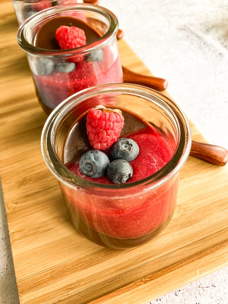 Chocolate Panna Cotta with Raspberry Coulis