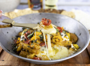 Peach Caprese Baked Brie