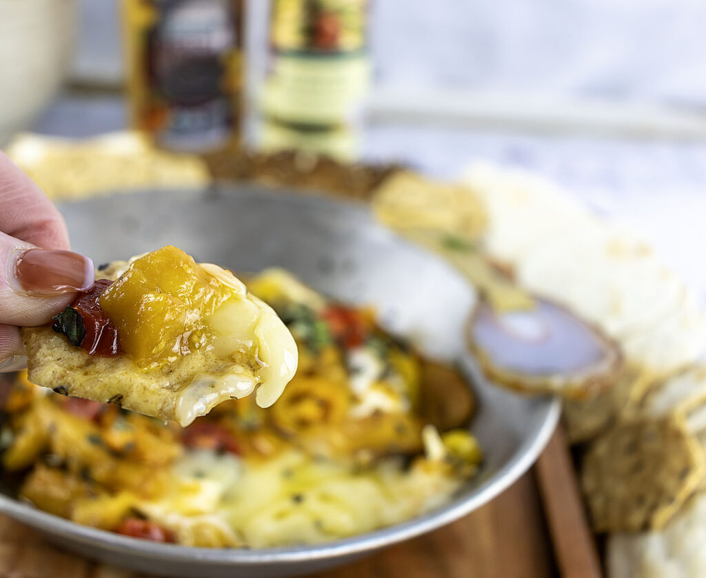 Caprese Peach Baked Brie