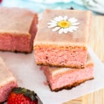 Strawberry Blondies with White Chocolate Strawberry Ganache