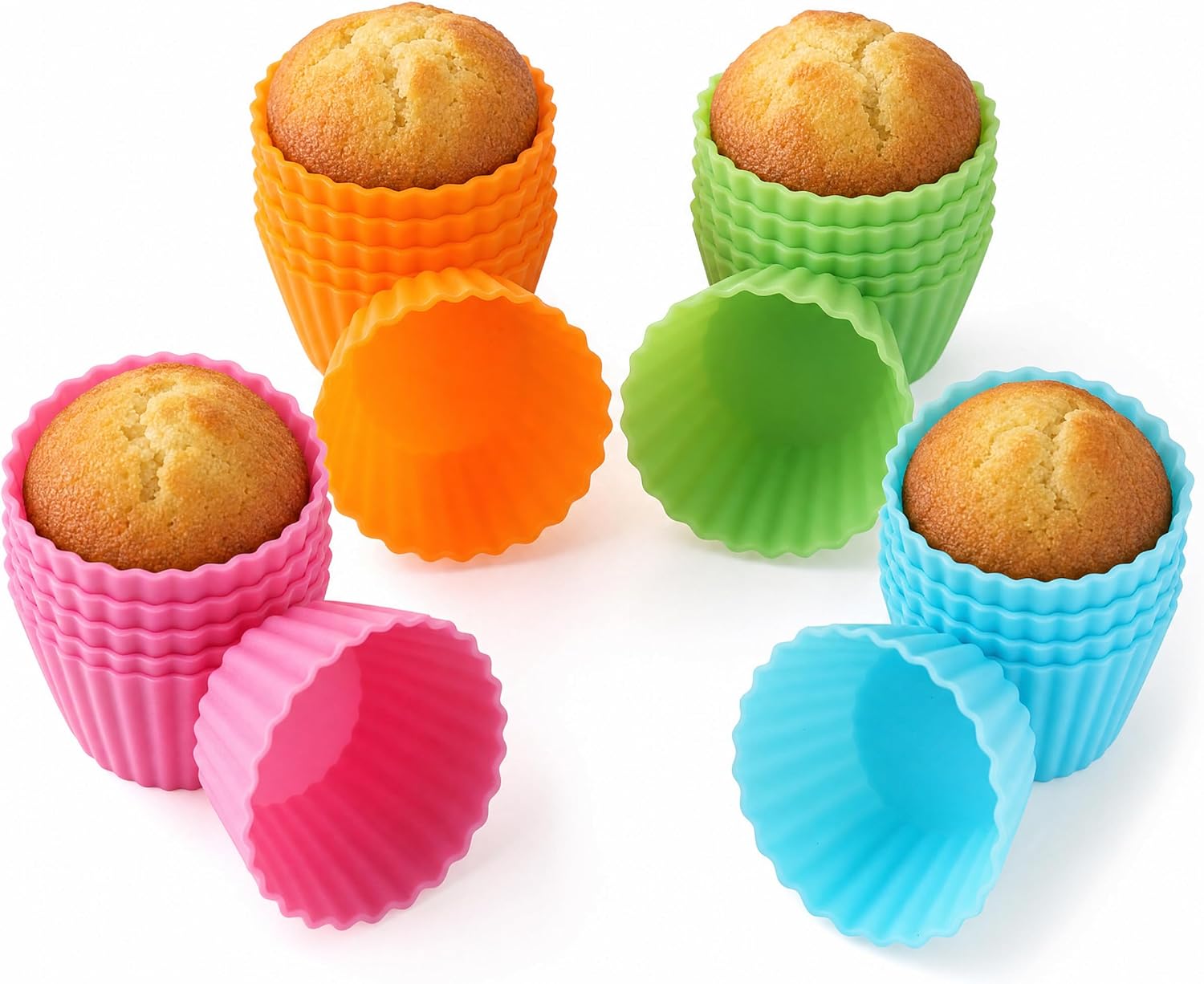 Bakerpan Silicone Mini Cupcake Liners - 24 Pack Non-Stick Muffin Cups