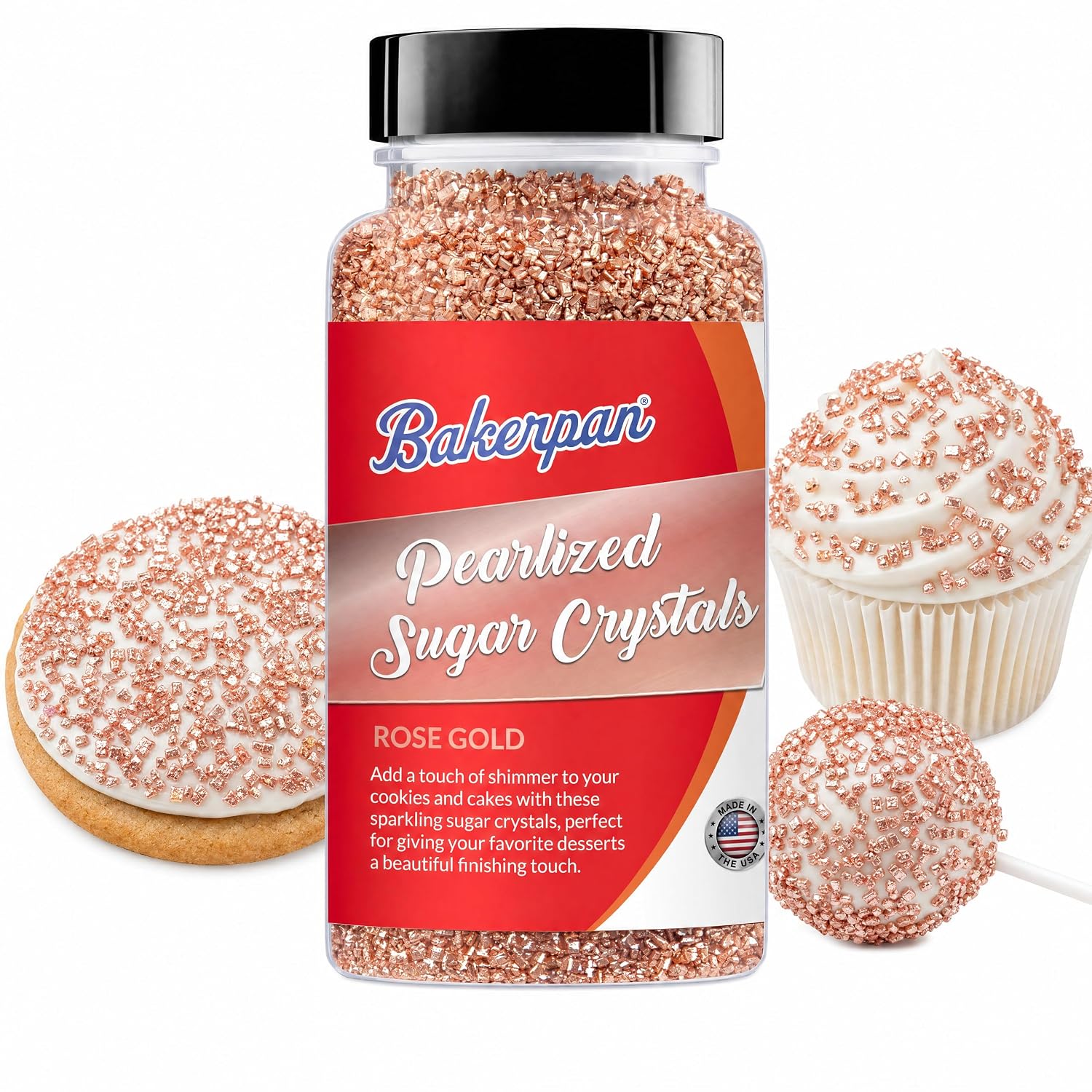Bakerpan Rose Gold Pearlized Sprinkles for Baking